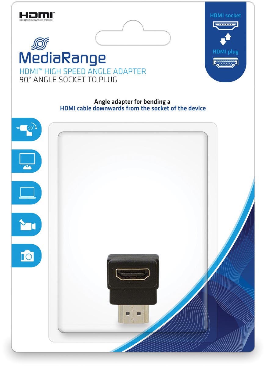 HDMI High Speed Hoek-adapter, 90 graden, Contrastekker/stekker