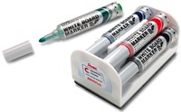 Pentel marqueur pour tableaux blancs Maxiflo jeu de 4 pièces: bleu, rouge, vert et noir + frotteur mag...-3