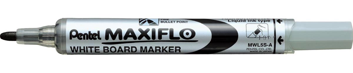 Pentel whiteboardmarker Maxiflo, fijne punt, zwart afbeelding