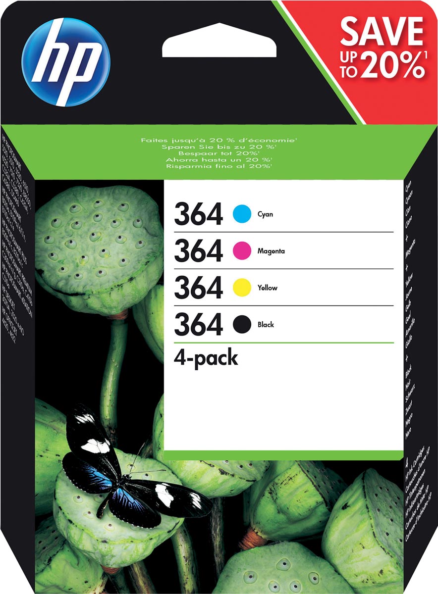 HP inktcartridge 364, 250 pagina&apos;s, OEM N9J73AE, 4 kleuren afbeelding