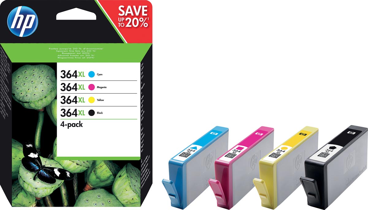 HP inktcartridge 364XL, 550 pagina's, OEM N9J74AE, 4 kleuren
