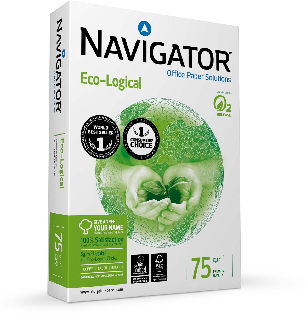 Navigator Eco-Logical printpapier ft A3, 75 g, pak van 500 vel afbeelding