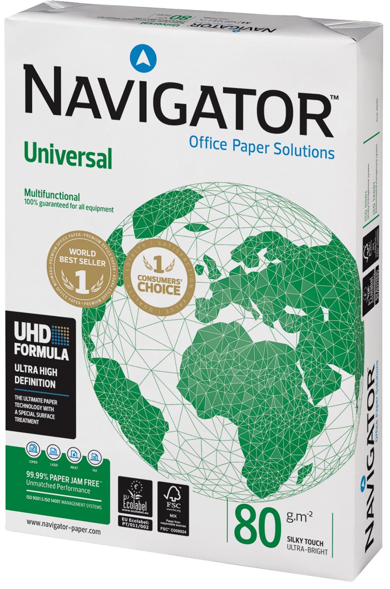 Navigator Universal printpapier ft A4, 80 g, pak van 500 vel afbeelding