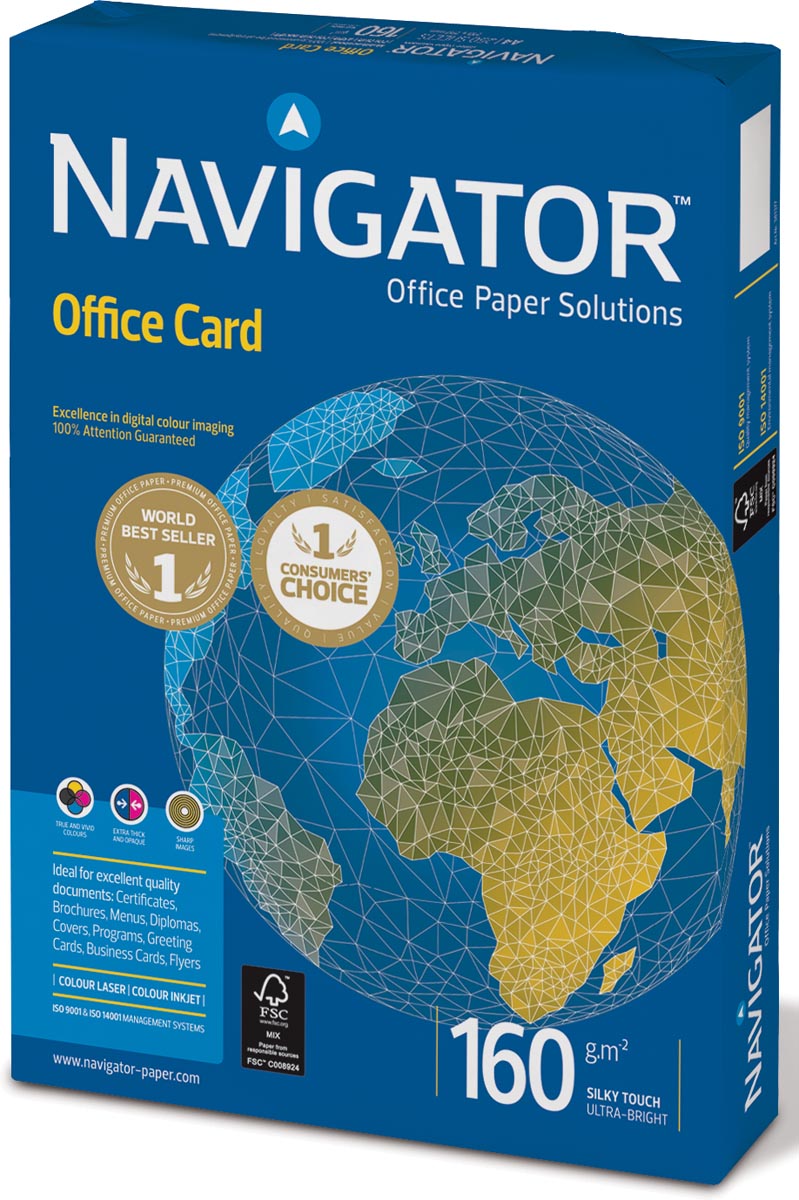 Navigator Office Card presentatiepapier ft A3, 160 g, pak van 250 vel afbeelding