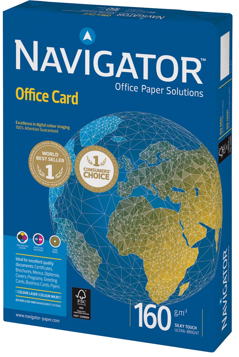 Navigator Office Card presentatiepapier ft A4, 160 g, pak van 250 vel afbeelding