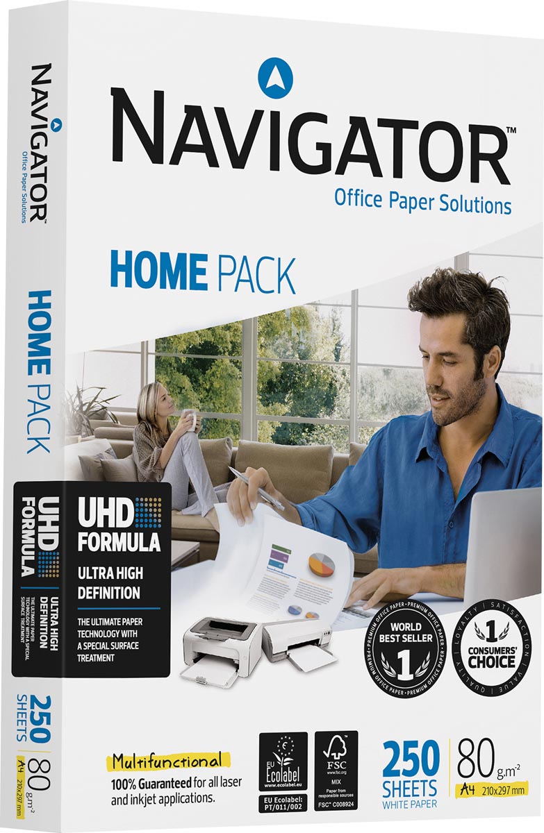 Navigator Home Pack printpapier ft A4,80 g, pak van 250 vel afbeelding