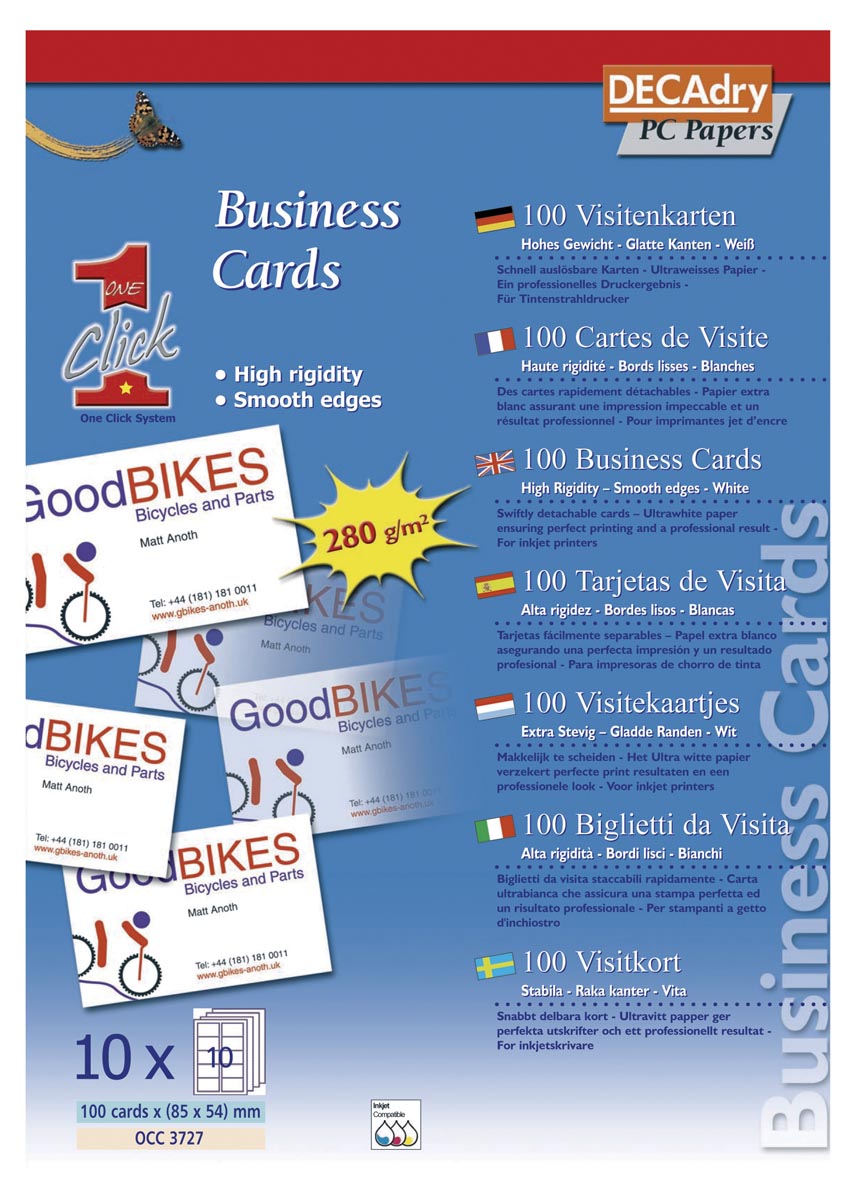 Decadry visitekaarten OneClick standaard