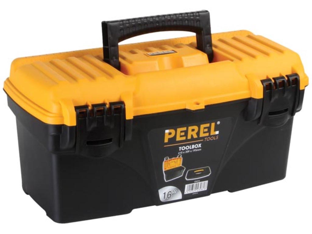 Perel gereedschapskoffer, ft 41 X 20,9 X 19,5 cm, 16,7 l, leeg geleverd, zwart/geel afbeelding