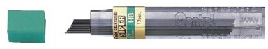 Pentel potloodstiften, 0,7 mm, 2B, etui van 12 stuks