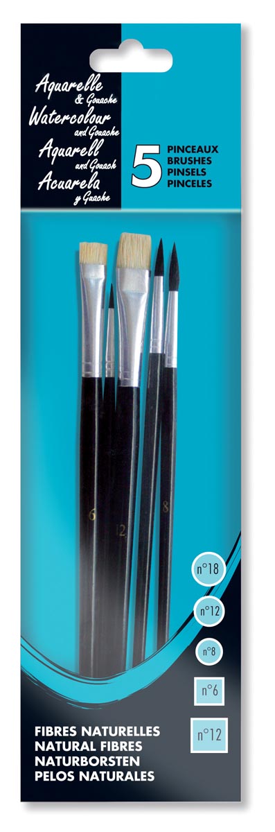Waterverfpenseel, set van 5 afbeelding
