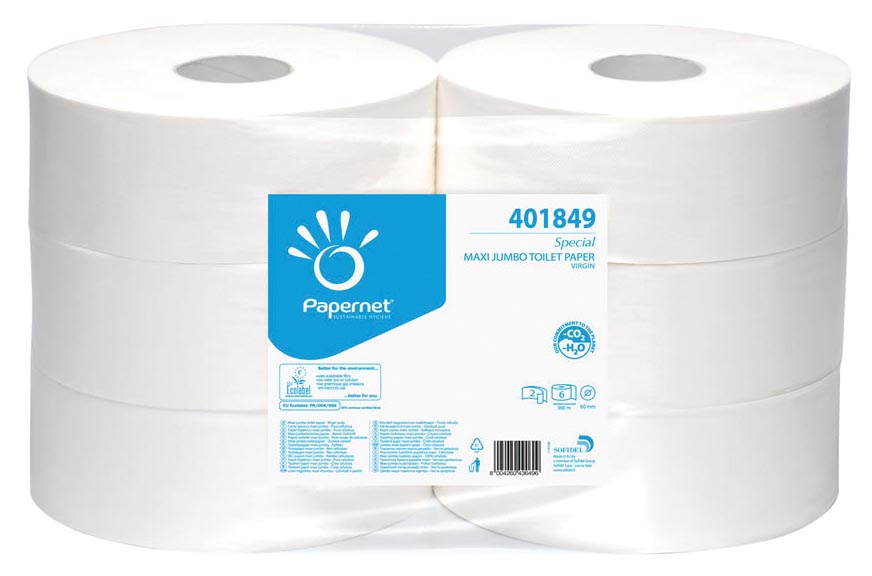 Papernet toiletpapier Special Maxi Jumbo, 2-laags, 1180 vellen, pak van 6 rollen afbeelding