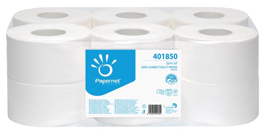 Papernet toiletpapier Special Mini Jumbo, 2-laags, 557 vellen, pak van 12 rollen afbeelding