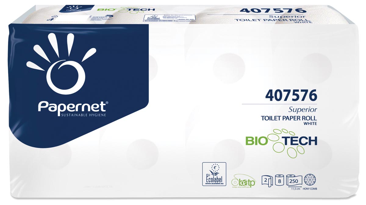 Papernet toiletpapier Superior, 2-laags, 250 vellen, pak van 8 rollen afbeelding