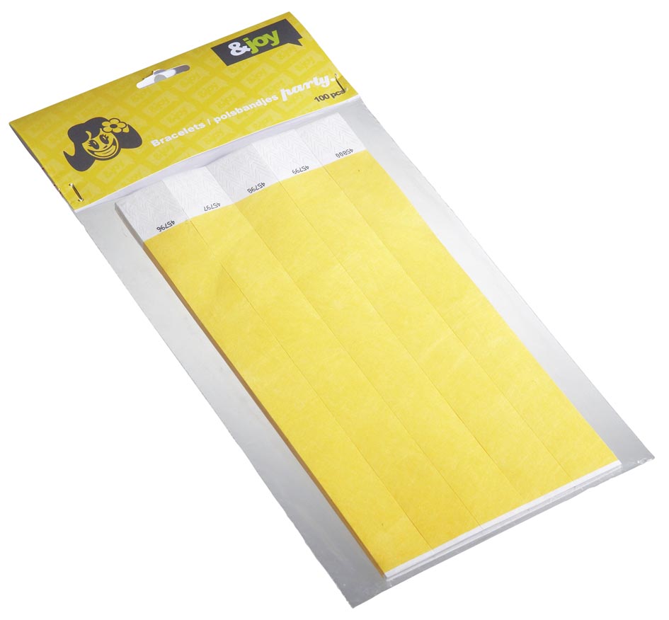 Orakel polsbandjes Tyvek, geel, pak van 100 stuks