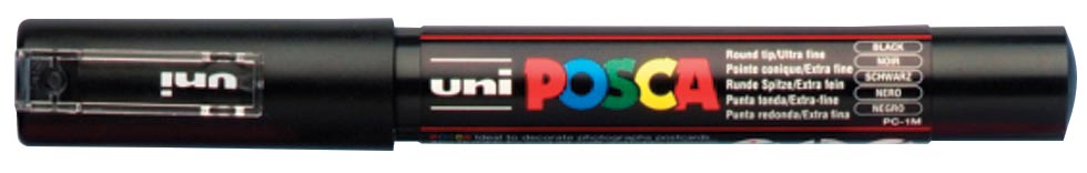 Uni POSCA paintmarker PC-1MC, 0,7 - 1 mm, zwart afbeelding