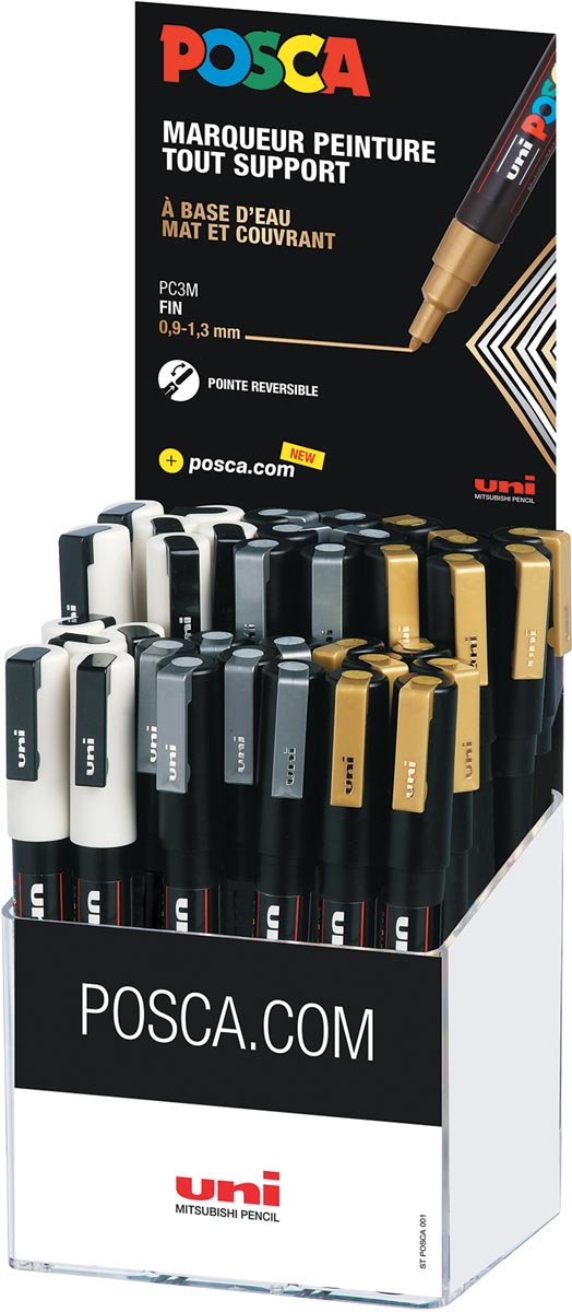 Posca paintmarker PC-3M, display van 36 stuks in geassorteerde kleuren