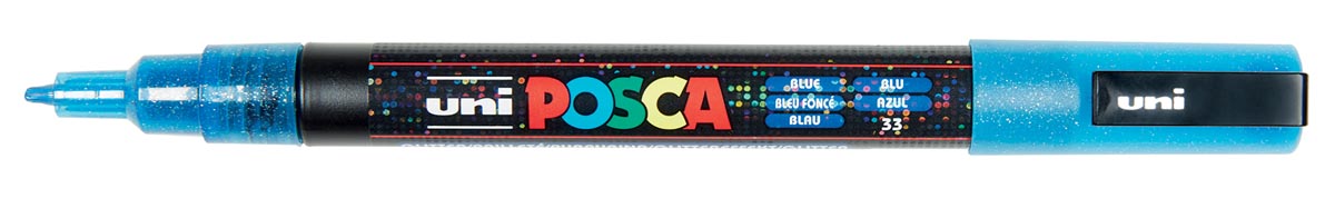 Uni POSCA paintmarker PC-3ML, 1,5 mm, glitter, donkerblauw afbeelding