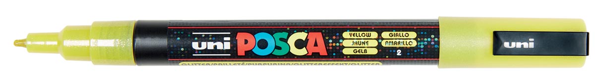 Uni POSCA paintmarker PC-3ML, 1,5 mm, glitter, geel afbeelding