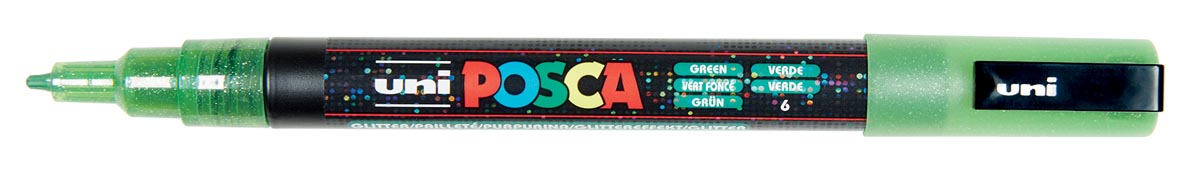 Uni POSCA paintmarker PC-3ML, 1,5 mm, glitter, donkergroen afbeelding