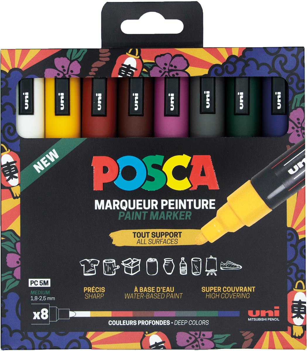 Posca paintmarker 5M, medium punt, assorti, etui met 8 stuks Posca paintmarker 5M, medium punt, assorti, etui met 8 stuks