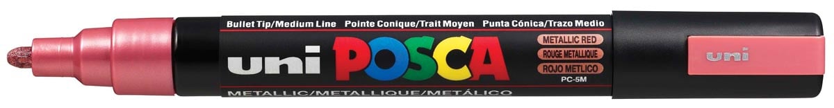 Uni POSCA paintmarker PC-5M, 1,8 - 2,5 mm, rood metaal afbeelding