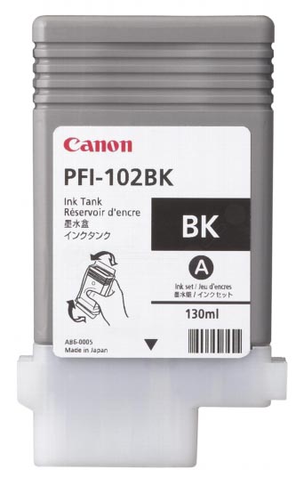 Canon inktcartridge PFI-102BK, 130 ml, OEM 0895B001, zwart afbeelding