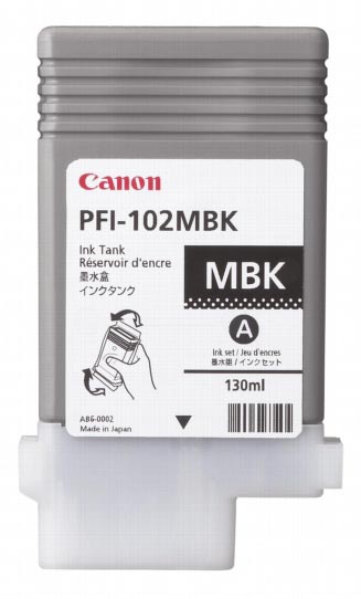 Canon inktcartridge PFI-102MBK, 130 ml, OEM 0894B001, mat zwart afbeelding