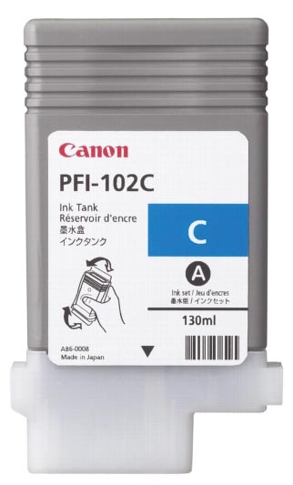 Canon inktcartridge PFI-102C, 130 ml, OEM 0896B001, cyaan afbeelding