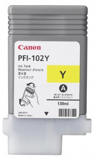 Canon inktcartridge PFI-102Y, 130 ml, OEM 0898B001, geel