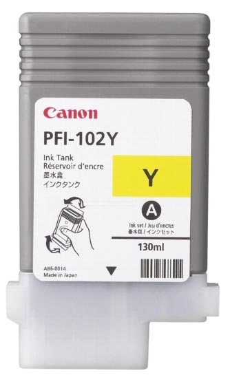 Canon inktcartridge PFI-102Y, 130 ml, OEM 0898B001, geel afbeelding