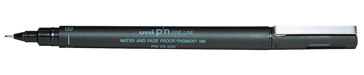 Uni Pin fineliner, ronde punt, 0,2 mm, zwart