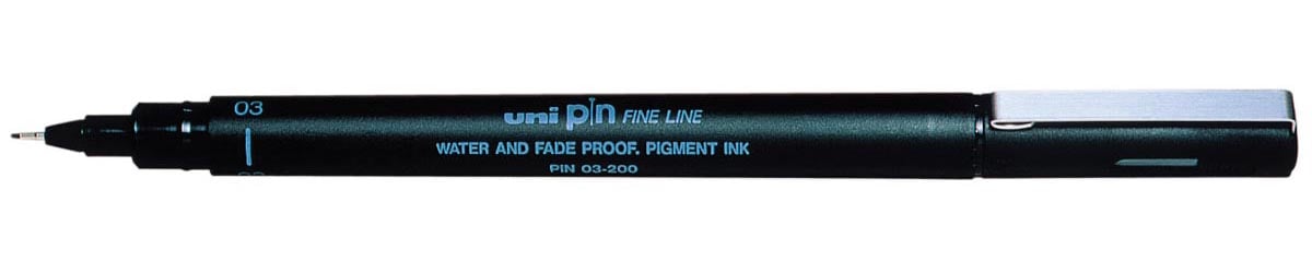 Uni Pin fineliner, ronde punt, 0,3 mm, zwart