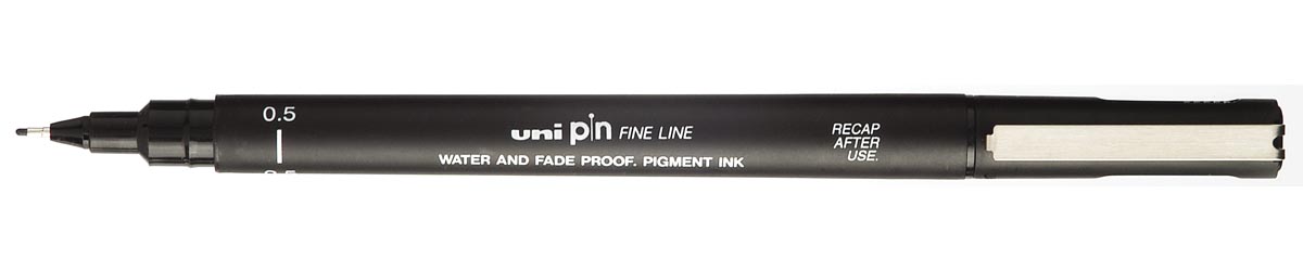 Uni Pin fineliner, ronde punt, 0,5 mm, zwart afbeelding