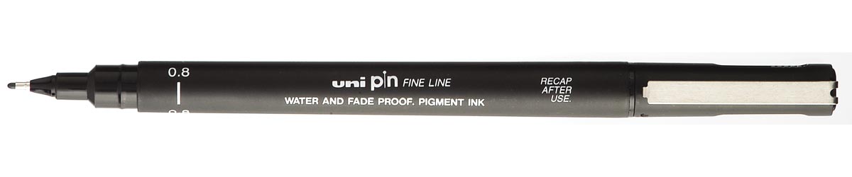 Uni Pin fineliner, ronde punt, 0,8 mm, zwart afbeelding