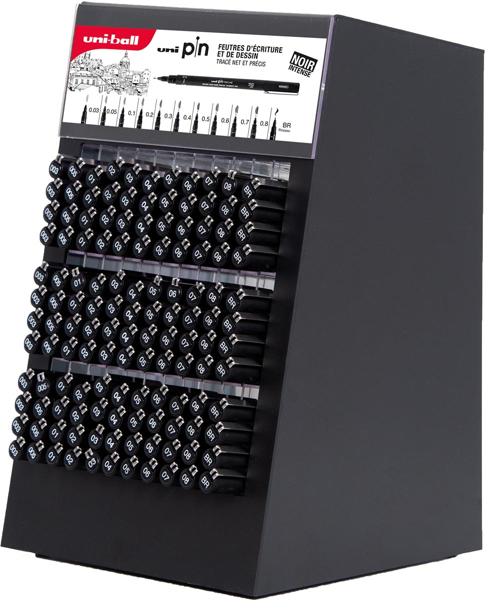 Uni Pin fineliner display met 132 stuks, zwart Uni Pin fineliner display met 132 stuks, zwart
