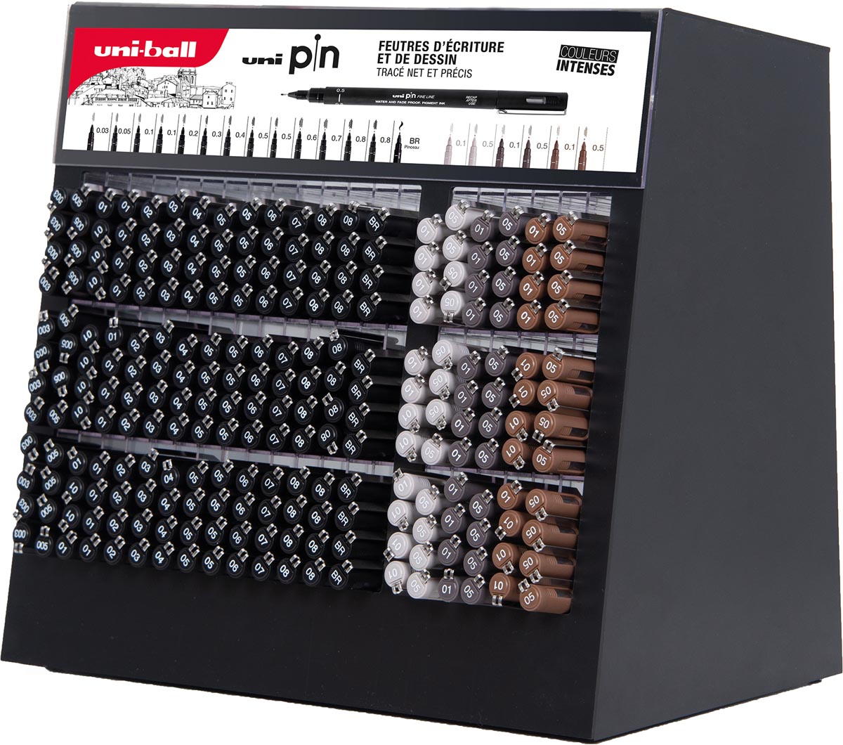 Uni Pin fineliner display met 240 stuks in geassorteerde kleuren Uni Pin fineliner display met 240 stuks in geassorteerde kleuren