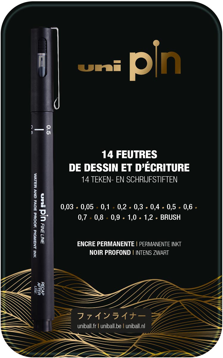 Uni Pin fineliner, assorti, doos van 14 stuks afbeelding