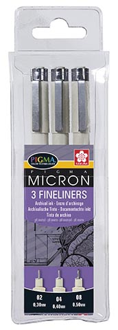 Sakura Fineliner Pigma, zwart, 3 stuks afbeelding