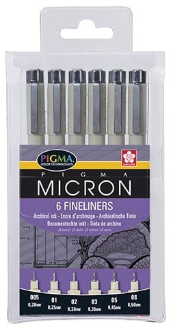 Sakura Fineliner Pigma, zwart, 6 stuks afbeelding