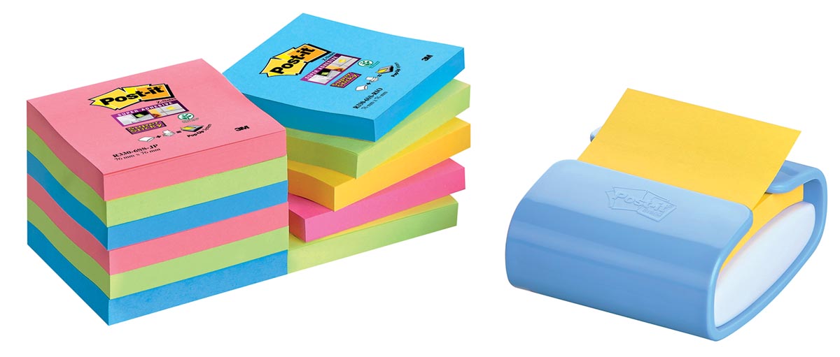 Post-it Z-Notes dispenser Pro Color hemelsblauw, voor ft 76 x 76 mm, 12 blokken van 90 vel