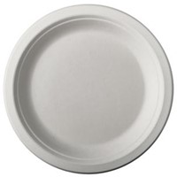 Bord pure, rond, wit, diameter 18 cm, uit suikerriet, pak van 50 stuks-2
