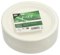 Bord pure, rond, wit, diameter 18 cm, uit suikerriet, pak van 50 stuks-3
