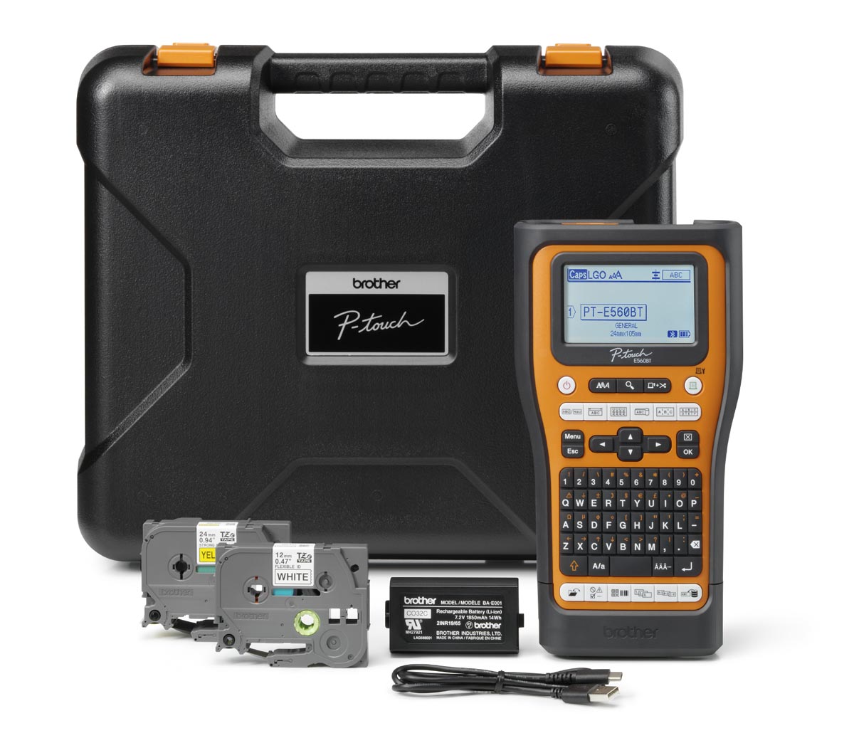 Brother beletteringssysteem PT-E560BT met draagkoffer 2 tapes adapter en batterij