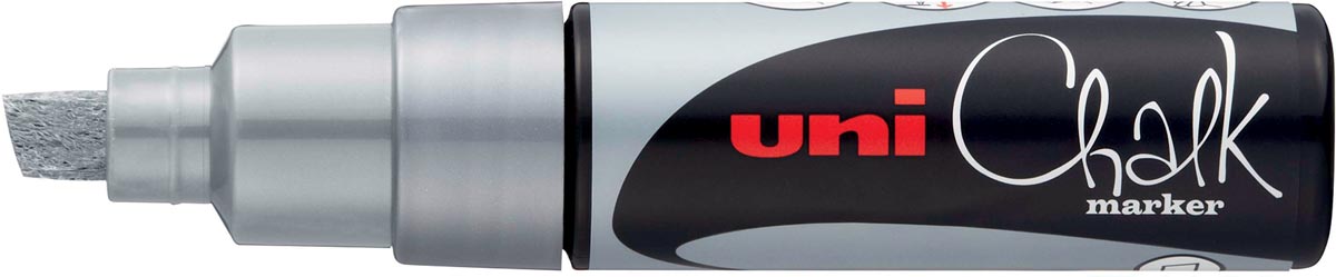 Uni-ball krijtmarker zilver, beitelvormige punt 8 mm