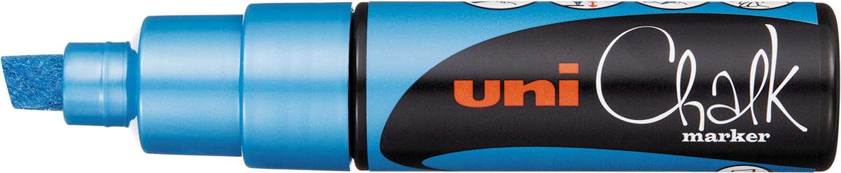 Uni-ball krijtmarker PWE-8K, beitel punt large 8 mm, blauw metallic Uni-ball krijtmarker PWE-8K, beitel punt large 8 mm, blauw metallic