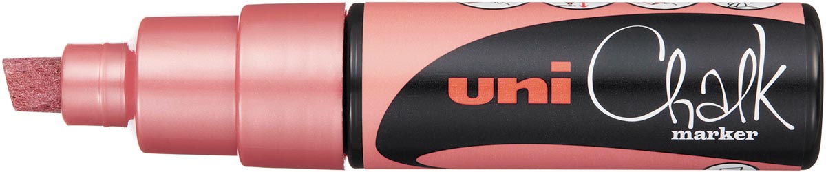 Uni-ball krijtmarker PWE-8K, beitel punt large 8 mm, rood metallic Uni-ball krijtmarker PWE-8K, beitel punt large 8 mm, rood metallic