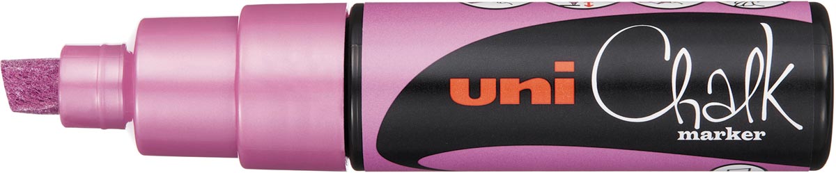 Uni-ball krijtmarker PWE-8K, beitel punt large 8 mm, roze metallic Uni-ball krijtmarker PWE-8K, beitel punt large 8 mm, roze metallic