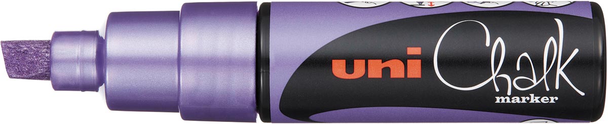 Uni-ball krijtmarker PWE-8K, beitel punt large 8 mm, paars metallic Uni-ball krijtmarker PWE-8K, beitel punt large 8 mm, paars metallic
