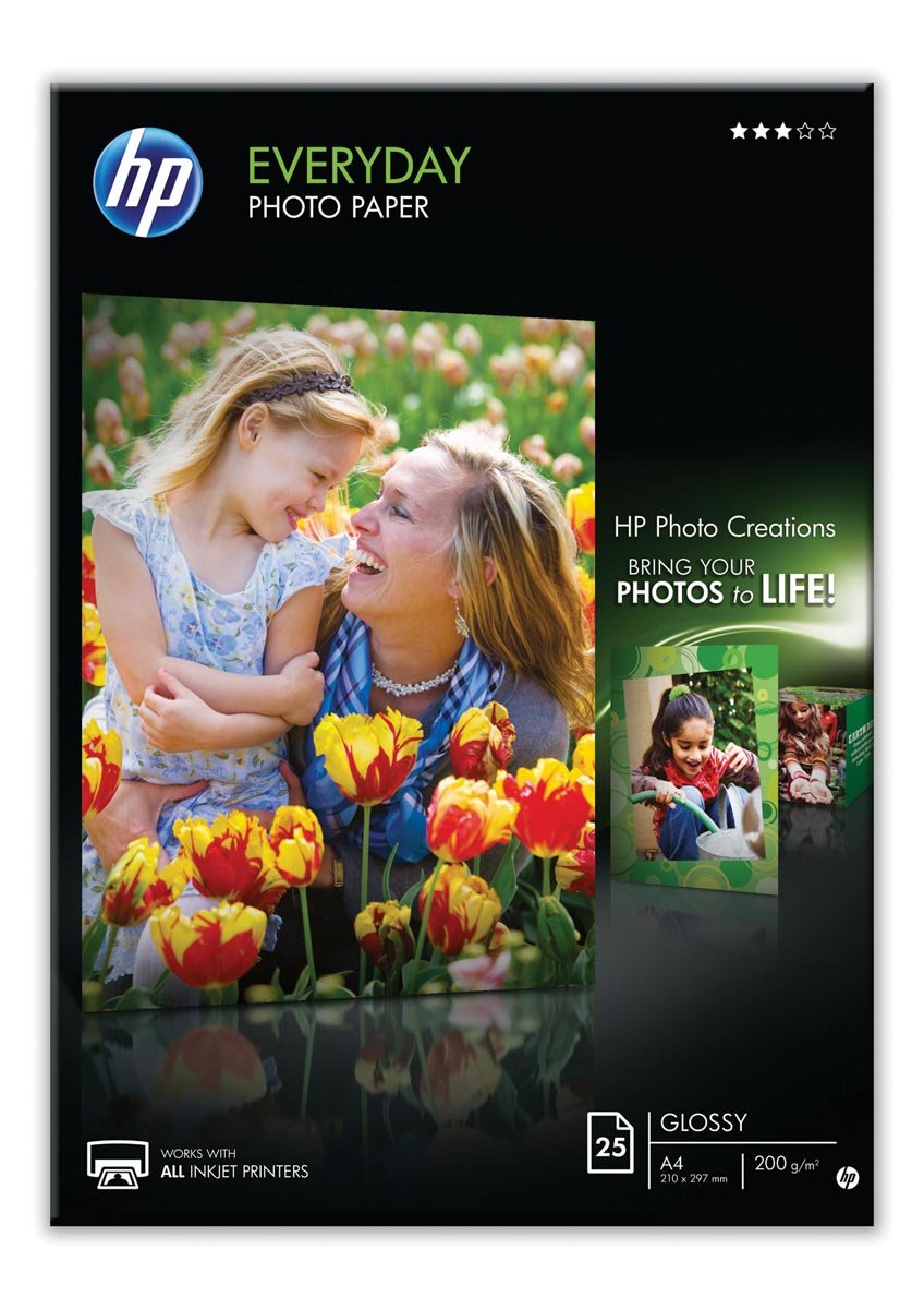 HP Everyday fotopapier ft A4, 200 g, pak van 25 vel, glanzend afbeelding