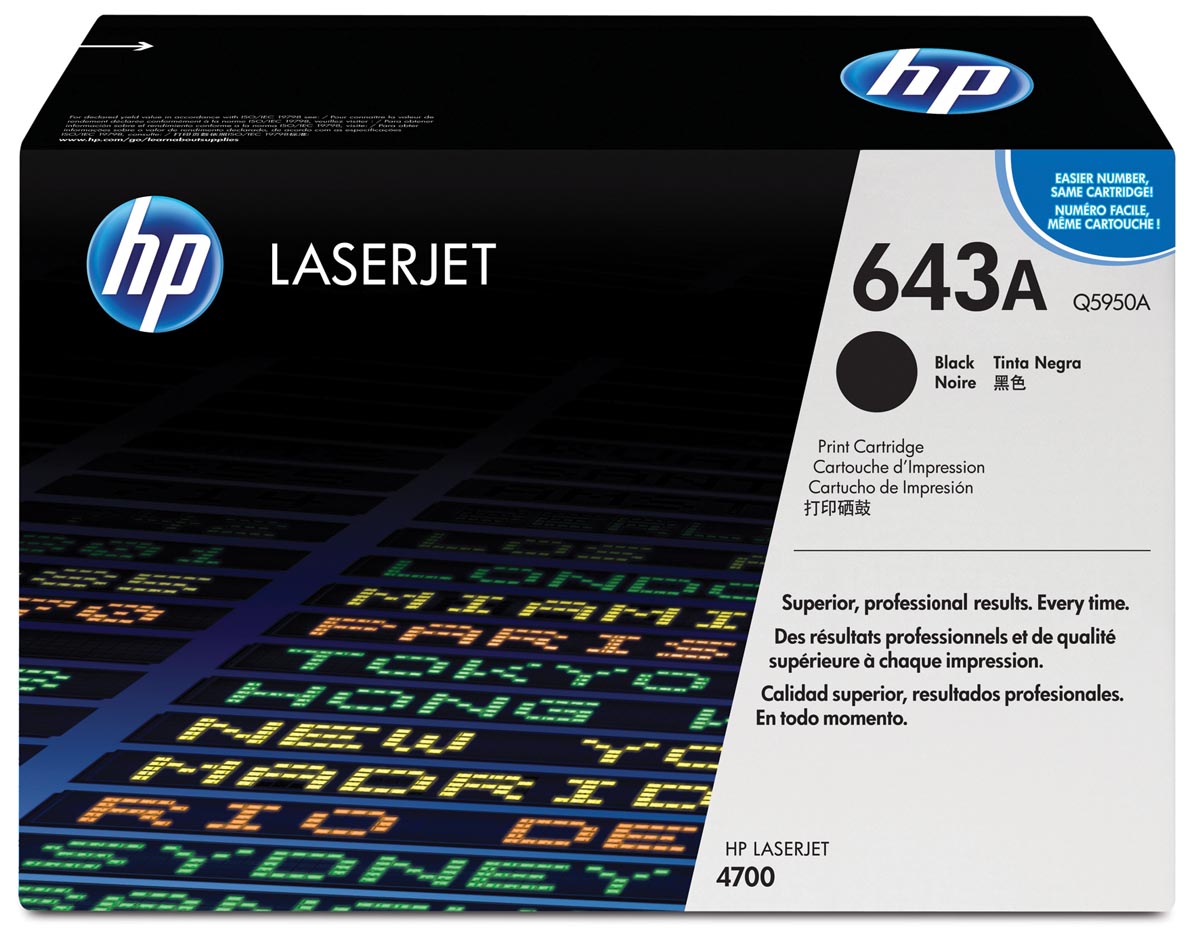HP toner 643A, 11 000 pagina's, OEM Q5950A, zwart